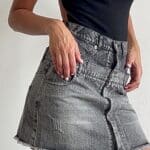 חצאית ג'ינס מישל שילוב שחור