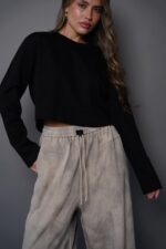 ⁦RFAחולצת קרופ אור- שחור⁩ – תמונה ⁦5⁩