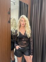 ⁦FAV-חולצת תחרה טיילה שחורה⁩ – תמונה ⁦5⁩