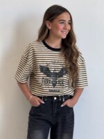 ⁦חולצת דר ילדים - פסים שחור קרם⁩ – תמונה ⁦5⁩