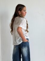 ⁦חולצת אלה ילדים - תחרה לבנה⁩ – תמונה ⁦3⁩