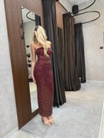 ⁦FAV-שמלת מקסי בראון -בורדו⁩ – תמונה ⁦2⁩