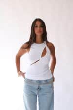⁦BAT7 גופיית לורנזה - לבנה⁩ – תמונה ⁦4⁩