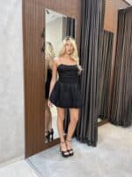 ⁦FAV שמלת מיני כיווצים - שחור⁩ – תמונה ⁦3⁩