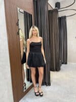 ⁦FAV שמלת מיני כיווצים - שחור⁩ – תמונה ⁦4⁩