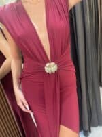 ⁦FAV-שמלת מקסי מישל בורדו⁩ – תמונה ⁦3⁩