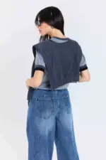 ⁦TIAGO חולצת סריג ניבר-תכלת אפור ובז⁩ – תמונה ⁦8⁩
