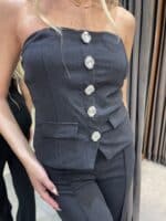 ⁦FAV חליפת מכנסיים סטרפלס שני-שחור⁩ – תמונה ⁦6⁩