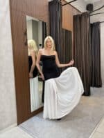 ⁦FAV- שמלת סטרפלס לני-שחור לבן⁩ – תמונה ⁦5⁩