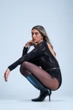 ⁦TIAGO- בגד גוף נואר שחור⁩ – תמונה ⁦4⁩