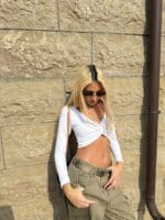 ⁦FAVOLA טופ מלודי-שחור לבן אדום⁩ – תמונה ⁦9⁩