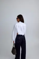 ⁦GOVANA חולצת סטריפ לבנה⁩ – תמונה ⁦2⁩
