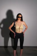 ⁦GOVANA טייץ קרול-שחור⁩ – תמונה ⁦4⁩