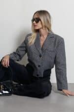 ⁦ANTIGO- ג'קט TWEED משולב שחור⁩ – תמונה ⁦2⁩