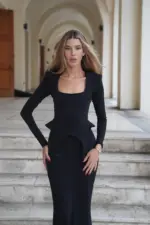 ⁦LUAR- שמלת מקסי EMANUEL שחור⁩ – תמונה ⁦4⁩