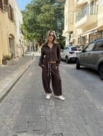 ⁦Reality- חליפת פרנץ רוכסן-חום⁩ – תמונה ⁦4⁩