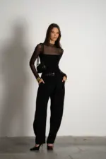 ⁦GOVANA מכנסי טיזר שחור⁩ – תמונה ⁦4⁩