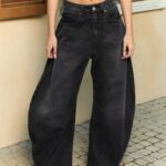 NURIT KIMHI - ג'ינס HIGH WAIST BALLOON LEG JEANS שחור