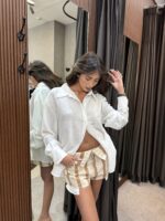 ⁦LUMINA - שורט ג'ינס אלביס בז'⁩ – תמונה ⁦3⁩