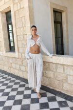 ⁦NURIT KIMHI מכנס DAPHNE – קאמל פסים⁩ – תמונה ⁦2⁩