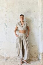 ⁦NURIT KIMHI מכנס CAMILLE - קאמל פסים⁩ – תמונה ⁦3⁩