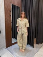 ⁦GOVANA מכנסי סמורה משבצות צהוב⁩ – תמונה ⁦2⁩