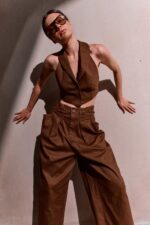 NURIT KIMHI וסט CLAUDIA חום