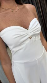 ⁦ISABELLA-אוברול סטרפלס רוז-לבן⁩ – תמונה ⁦3⁩