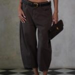 ANTIGO מכנס גינס 7/8 BROWN -חום