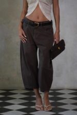 ANTIGO מכנס גינס 7/8 BROWN -חום