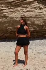 ⁦NURIT KIMHI - שורט RIVIERA שחור⁩ – תמונה ⁦2⁩