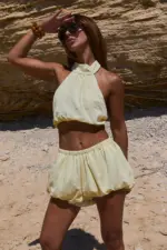 NURIT KIMHI גופיית קולר RIVIERA צהוב